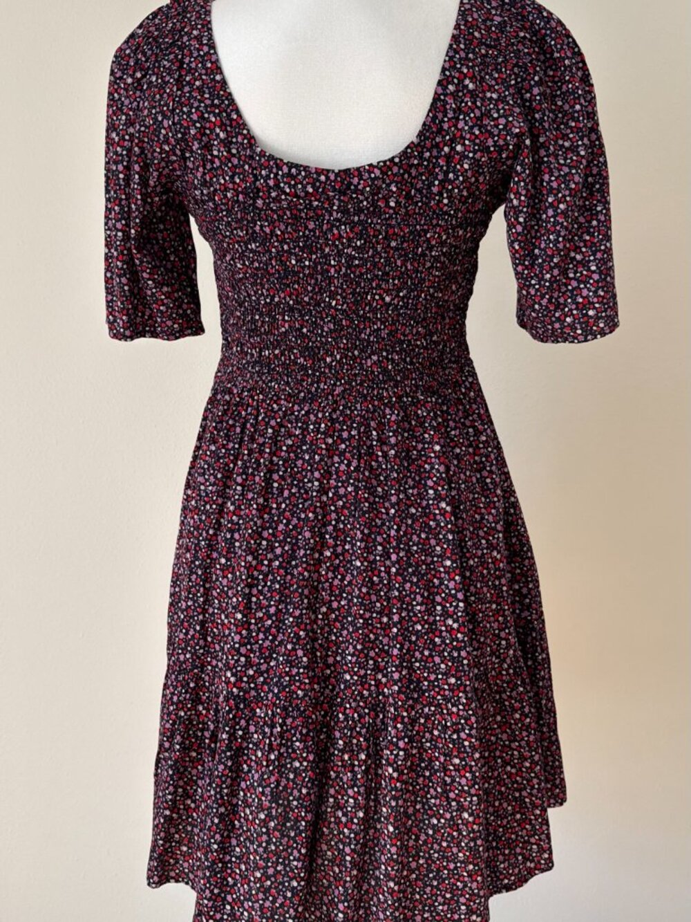 Gap Poplin Flutter-Sleeve Floral Mini Dress Black Medium New with Tag - Picture 3 of 4